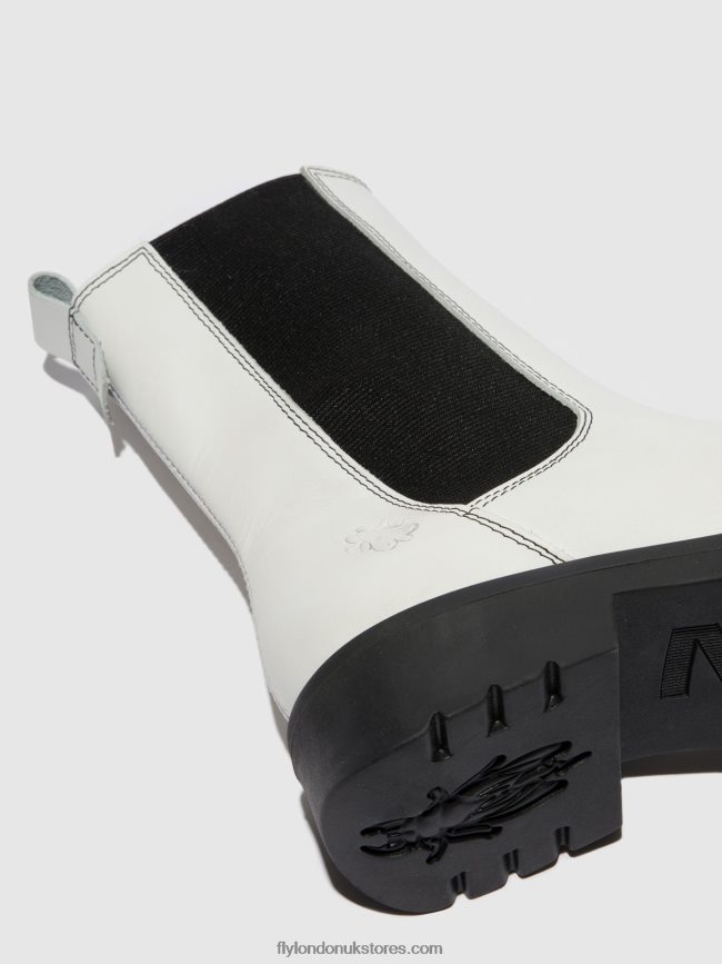 Chelsea Ankle Boots REIN795 Women Fly London 4V24RT217 RUG OFFWHITE (BLACK)