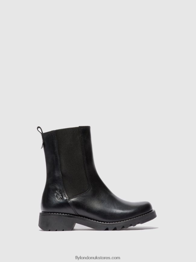 Chelsea Ankle Boots REIN795 Women Fly London 4V24RT220 RUG BLACK(ALL BLACK)