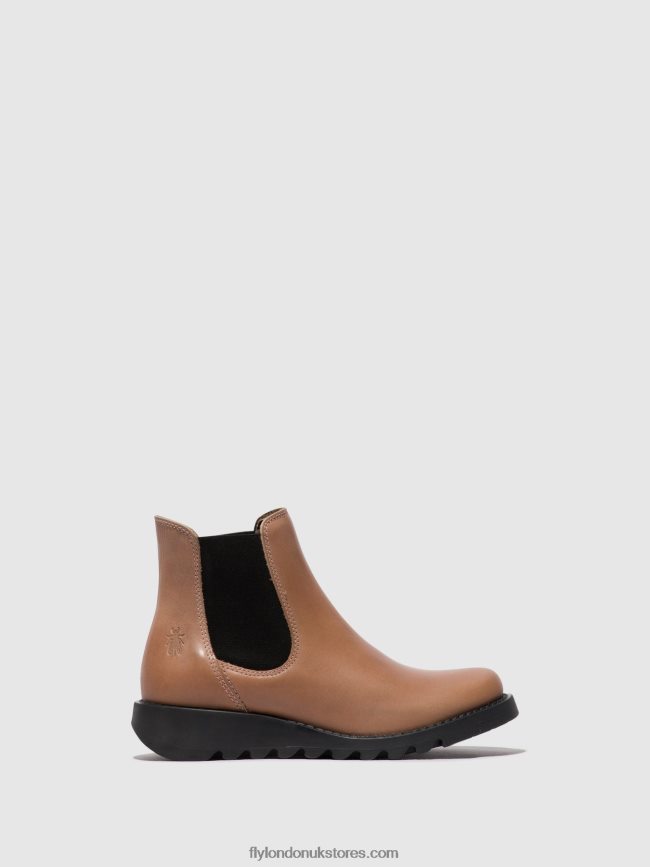 Chelsea Ankle Boots Women Fly London 4V24RT117 SALV ROSE (BLACK ELASTIC)