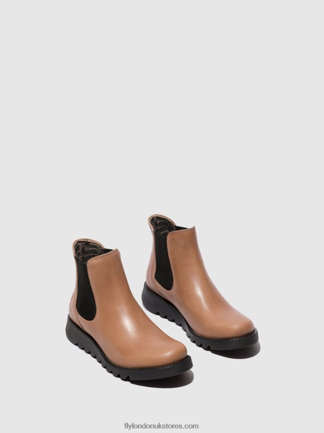 Chelsea Ankle Boots Women Fly London 4V24RT117 SALV ROSE (BLACK ELASTIC)