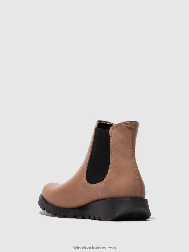 Chelsea Ankle Boots Women Fly London 4V24RT117 SALV ROSE (BLACK ELASTIC)