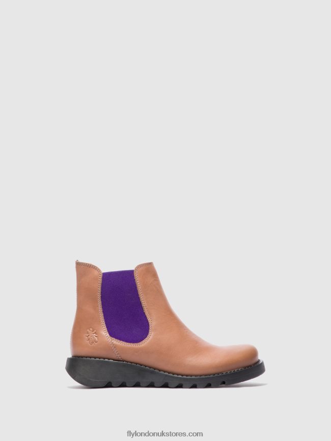 Chelsea Ankle Boots Women Fly London 4V24RT177 SALV RUG ROSE (VIOLET ELASTIC)