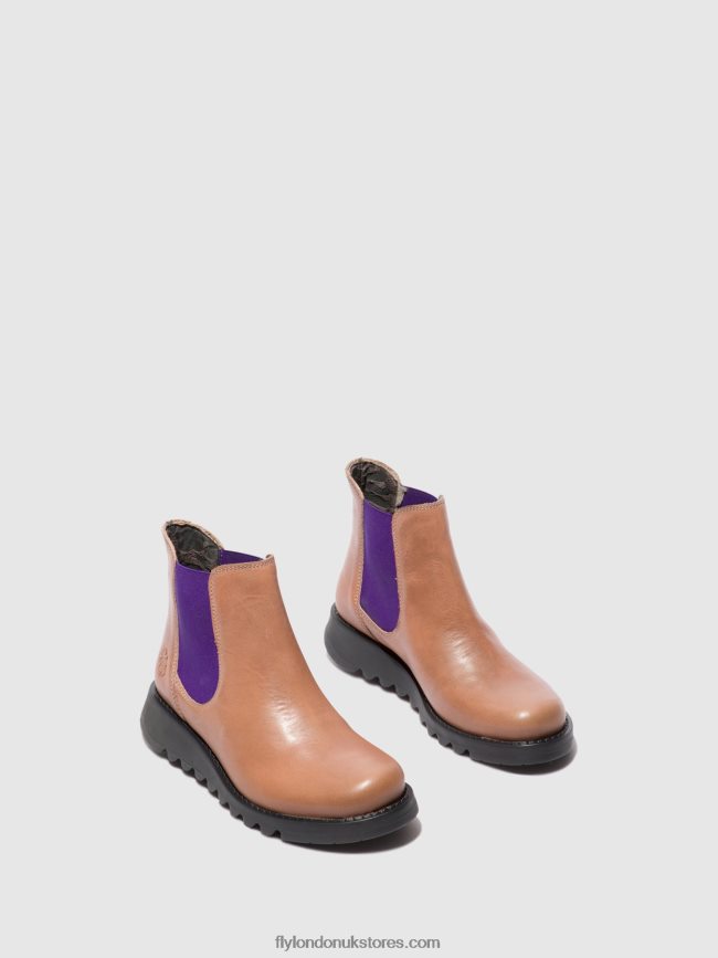 Chelsea Ankle Boots Women Fly London 4V24RT177 SALV RUG ROSE (VIOLET ELASTIC)