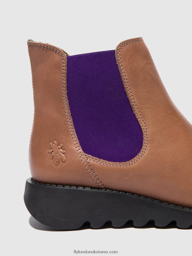 Chelsea Ankle Boots Women Fly London 4V24RT177 SALV RUG ROSE (VIOLET ELASTIC)