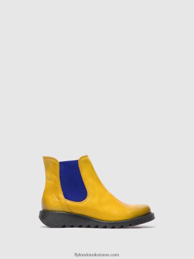Chelsea Ankle Boots Women Fly London 4V24RT178 SALV RUG MUSTARD (BLUE ELASTIC)