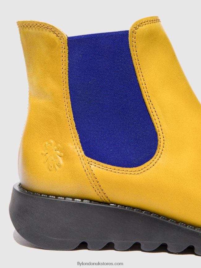 Chelsea Ankle Boots Women Fly London 4V24RT178 SALV RUG MUSTARD (BLUE ELASTIC)