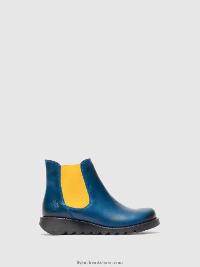 Chelsea Ankle Boots Women Fly London 4V24RT214 SALV RUG ROYAL BLUE (MUSTARD ELASTIC)