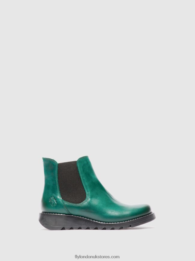 Chelsea Ankle Boots Women Fly London 4V24RT215 SALV RUG SHAMROCK GREEN (BLACK ELASTIC)