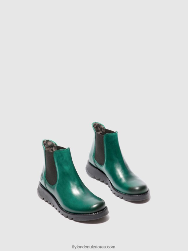 Chelsea Ankle Boots Women Fly London 4V24RT215 SALV RUG SHAMROCK GREEN (BLACK ELASTIC)