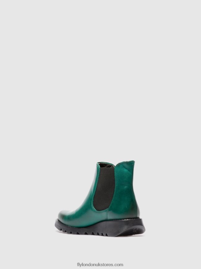 Chelsea Ankle Boots Women Fly London 4V24RT215 SALV RUG SHAMROCK GREEN (BLACK ELASTIC)