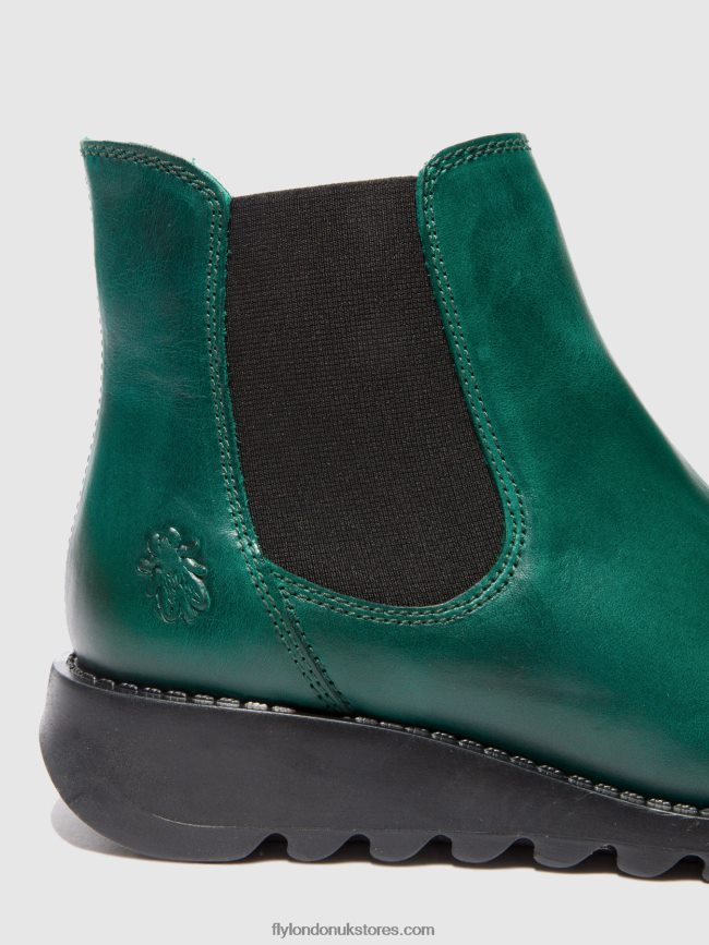 Chelsea Ankle Boots Women Fly London 4V24RT215 SALV RUG SHAMROCK GREEN (BLACK ELASTIC)