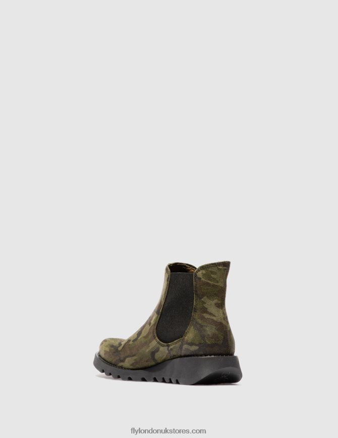 Chelsea Ankle Boots Women Fly London 4V24RT218 SALV CAMOUFLAGE MILITARY GREEN