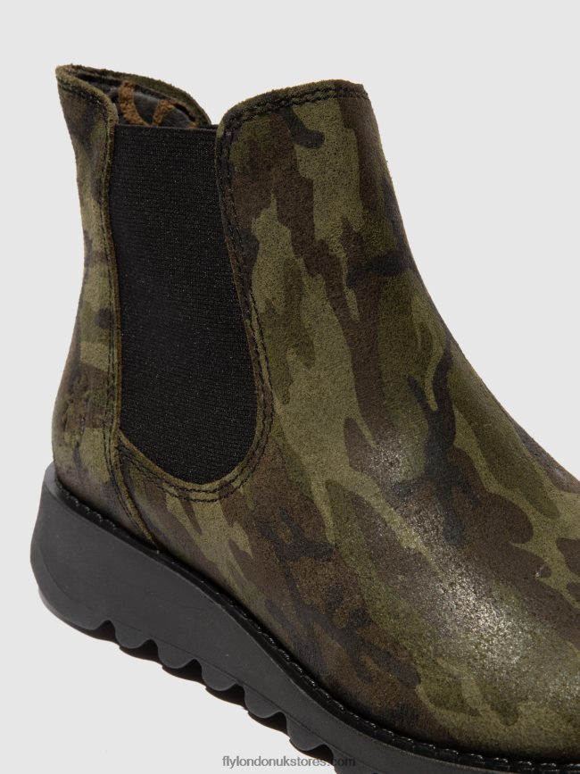 Chelsea Ankle Boots Women Fly London 4V24RT218 SALV CAMOUFLAGE MILITARY GREEN