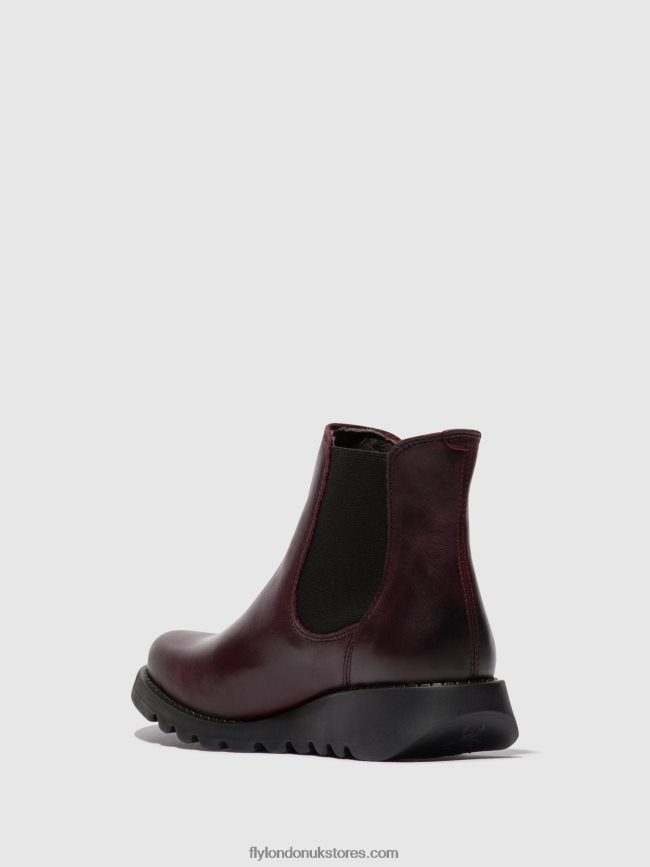 Chelsea Ankle Boots Women Fly London 4V24RT21 SALV WINE (BLACK ELASTIC)