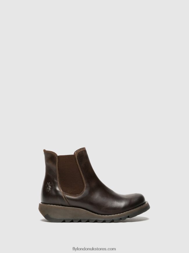 Chelsea Ankle Boots Women Fly London 4V24RT272 SALV DARK BROWN