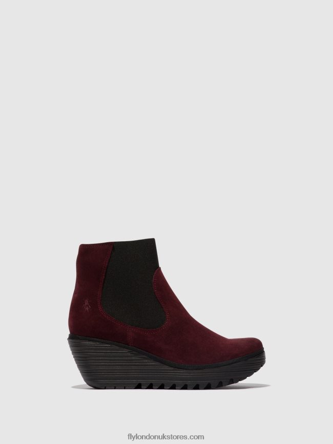 Chelsea Ankle Boots YADE398 Women Fly London 4V24RT1 OIL SUEDE WINE