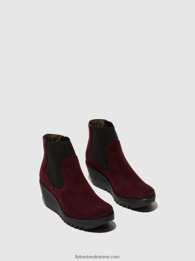 Chelsea Ankle Boots YADE398 Women Fly London 4V24RT1 OIL SUEDE WINE