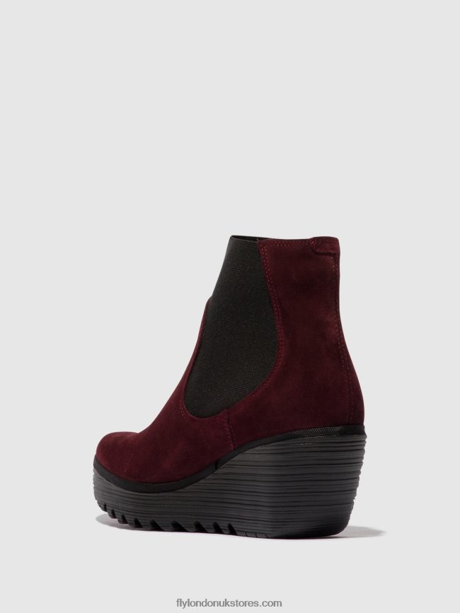 Chelsea Ankle Boots YADE398 Women Fly London 4V24RT1 OIL SUEDE WINE