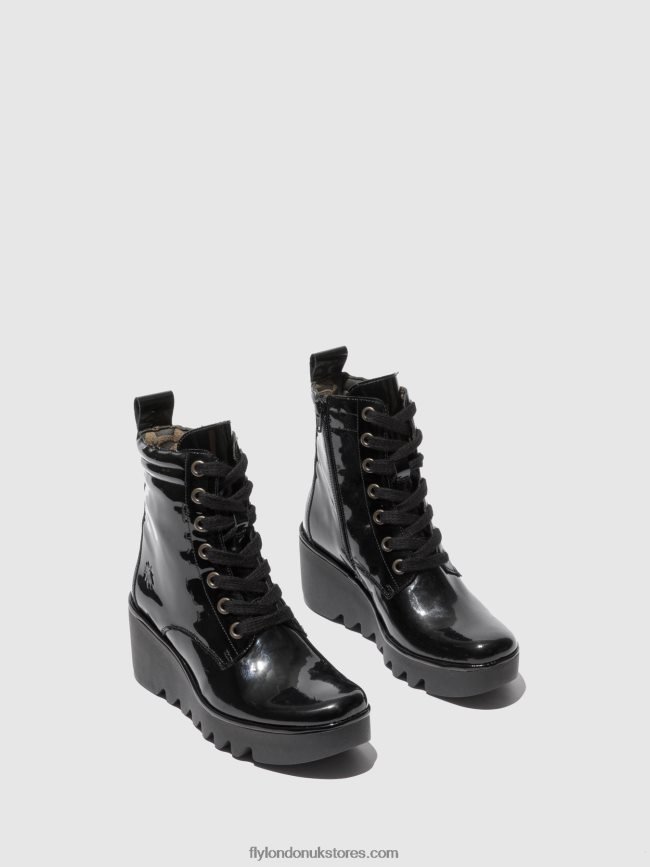 Lace-up Ankle Boots BIAZ329 Women Fly London 4V24RT210 ATLANTIS BLACK