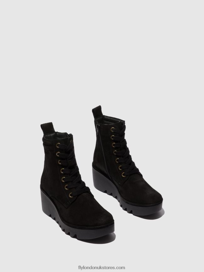 Lace-up Ankle Boots BIAZ329 Women Fly London 4V24RT211 OILSUEDE BLACK
