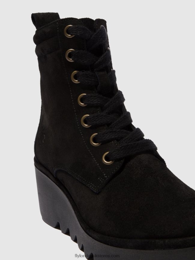 Lace-up Ankle Boots BIAZ329 Women Fly London 4V24RT211 OILSUEDE BLACK