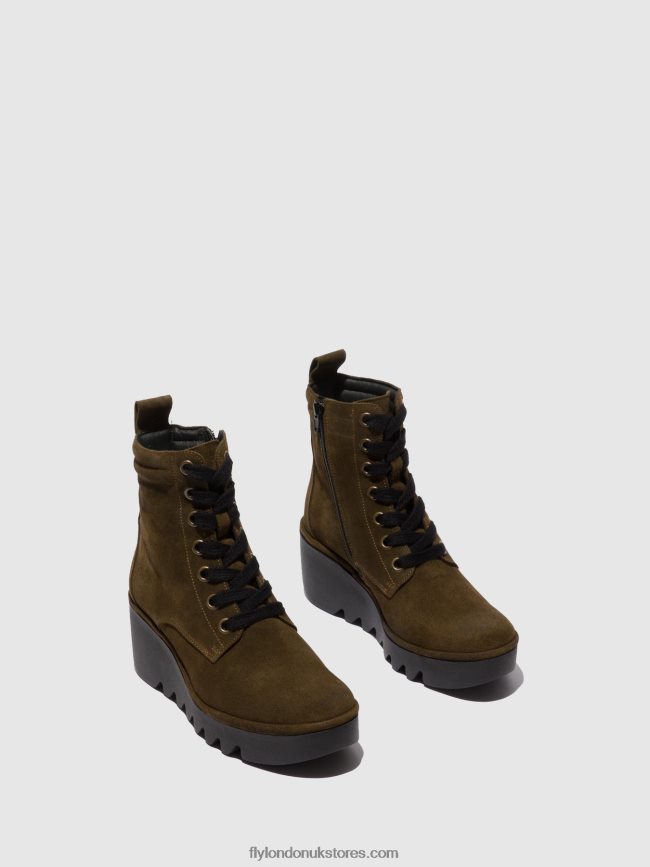 Lace-up Ankle Boots BIAZ329 Women Fly London 4V24RT212 OILSUEDE SLUDGE