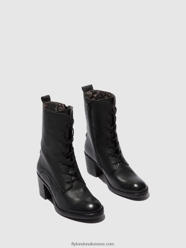 Lace-up Ankle Boots BLYA070 Women Fly London 4V24RT208 VERONA BLACK