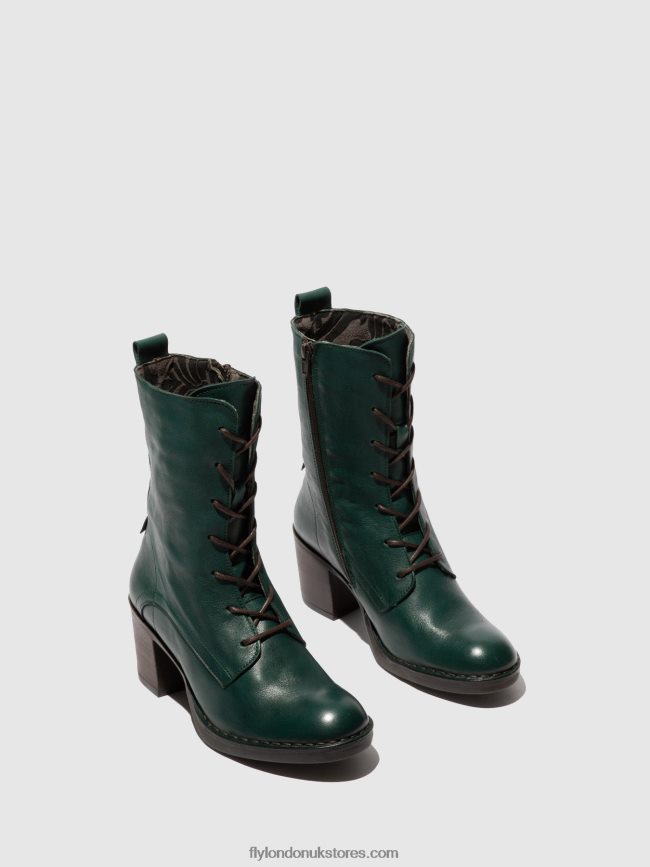 Lace-up Ankle Boots BLYA070 Women Fly London 4V24RT209 VERONA GREEN FOREST