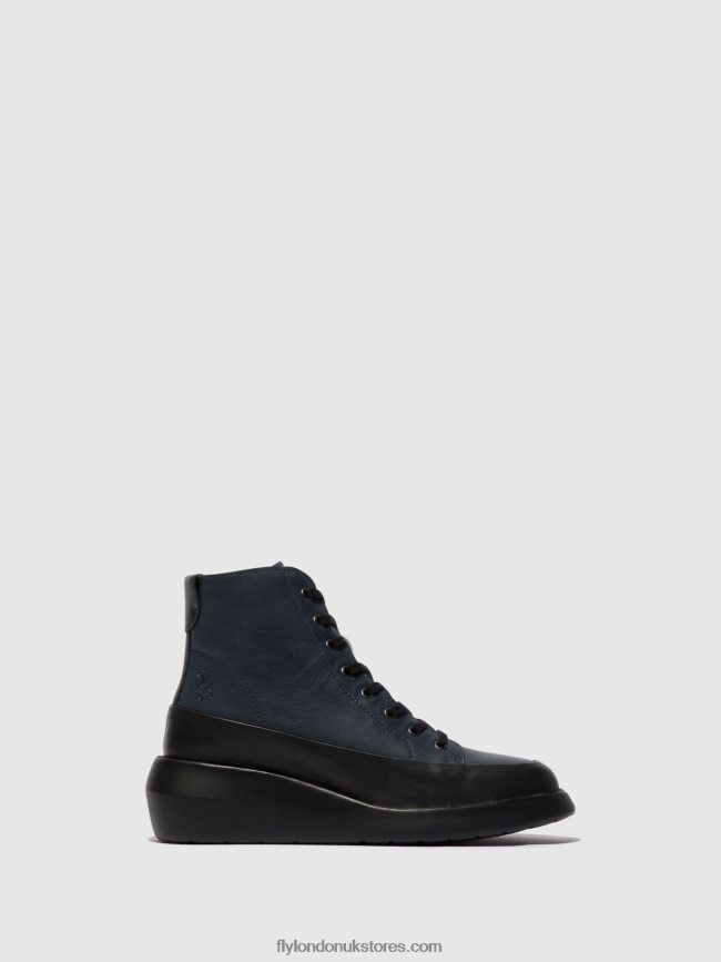 Lace-up Ankle Boots BOZE515 Women Fly London 4V24RT106 BLACK/NAVY
