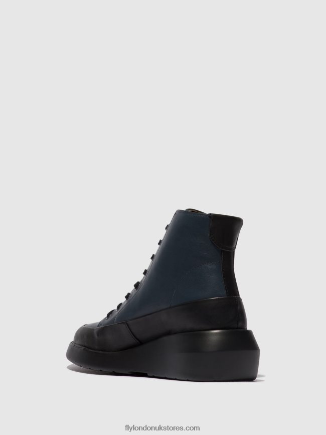 Lace-up Ankle Boots BOZE515 Women Fly London 4V24RT106 BLACK/NAVY