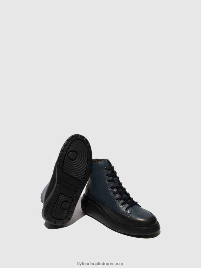 Lace-up Ankle Boots BOZE515 Women Fly London 4V24RT106 BLACK/NAVY
