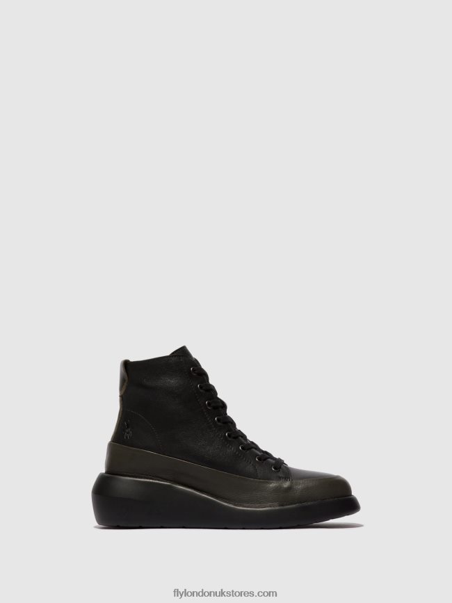 Lace-up Ankle Boots BOZE515 Women Fly London 4V24RT107 DK.GREEN/BLACK