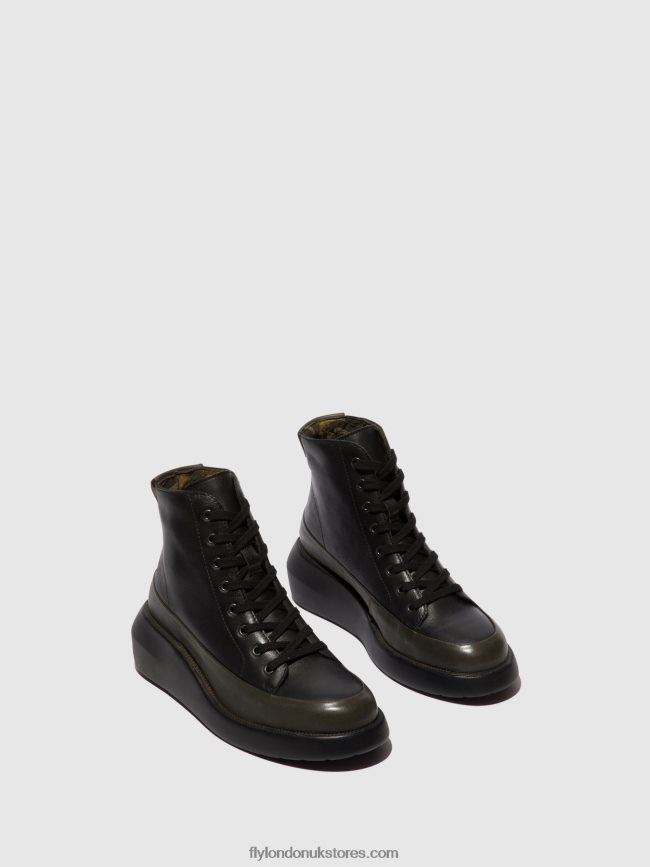 Lace-up Ankle Boots BOZE515 Women Fly London 4V24RT107 DK.GREEN/BLACK