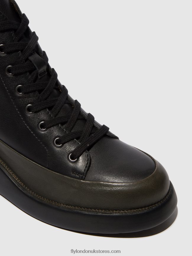 Lace-up Ankle Boots BOZE515 Women Fly London 4V24RT107 DK.GREEN/BLACK