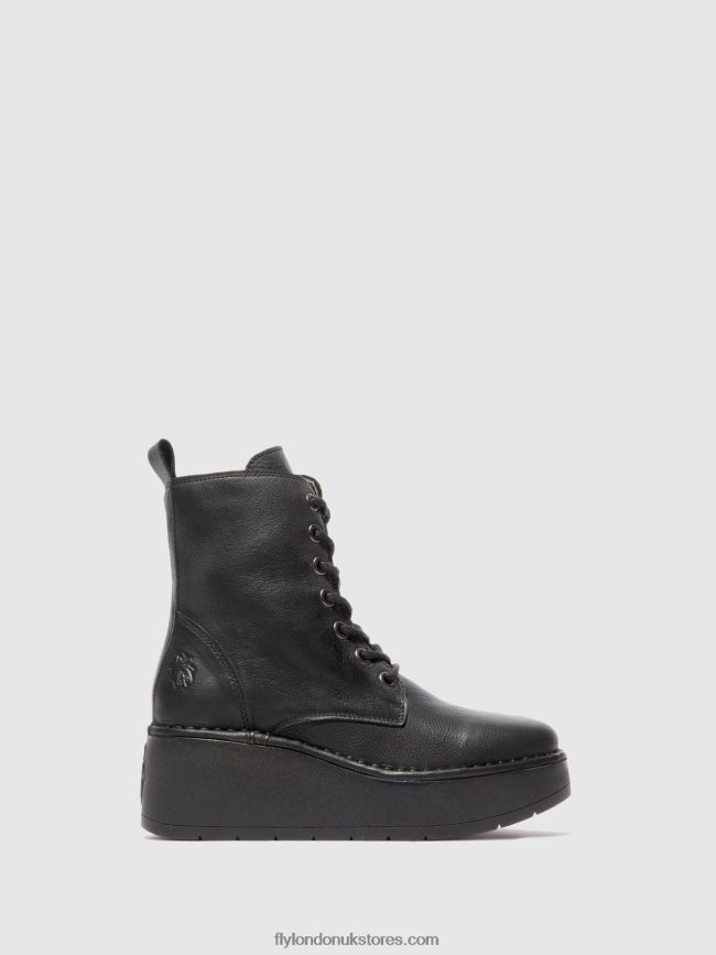Lace-up Ankle Boots HEPE239 Women Fly London 4V24RT199 VERONA BLACK
