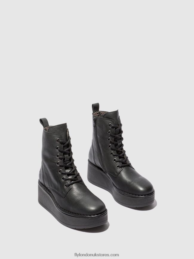 Lace-up Ankle Boots HEPE239 Women Fly London 4V24RT199 VERONA BLACK
