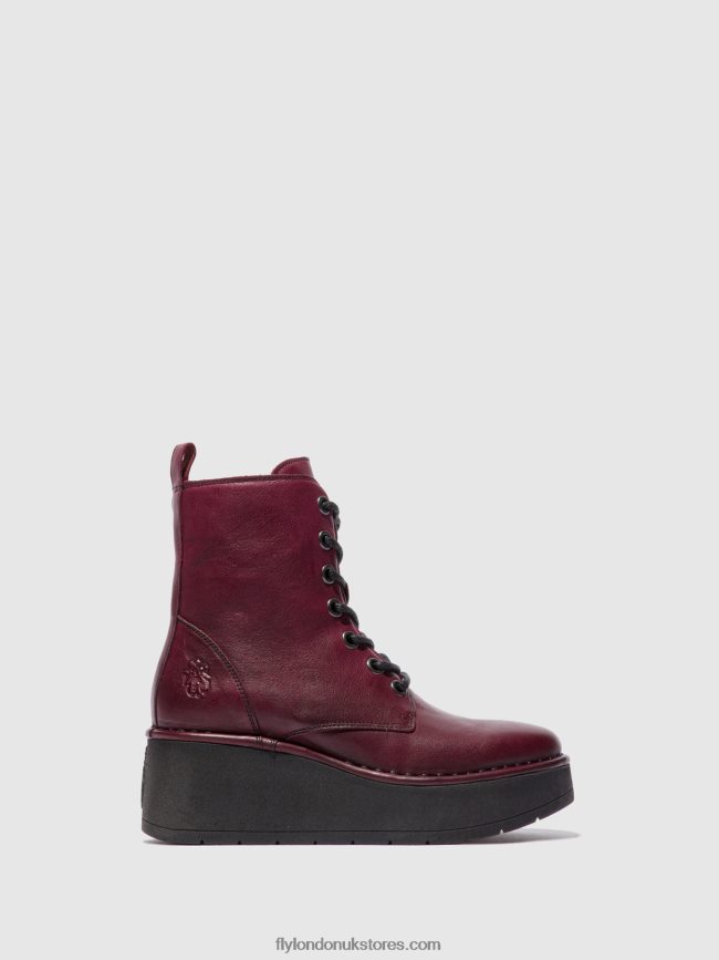 Lace-up Ankle Boots HEPE239 Women Fly London 4V24RT201 VERONA WINE
