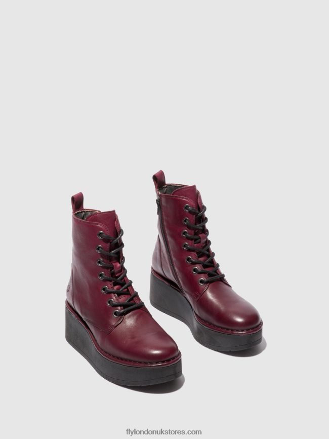 Lace-up Ankle Boots HEPE239 Women Fly London 4V24RT201 VERONA WINE