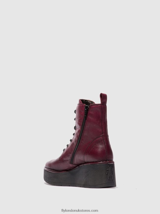 Lace-up Ankle Boots HEPE239 Women Fly London 4V24RT201 VERONA WINE