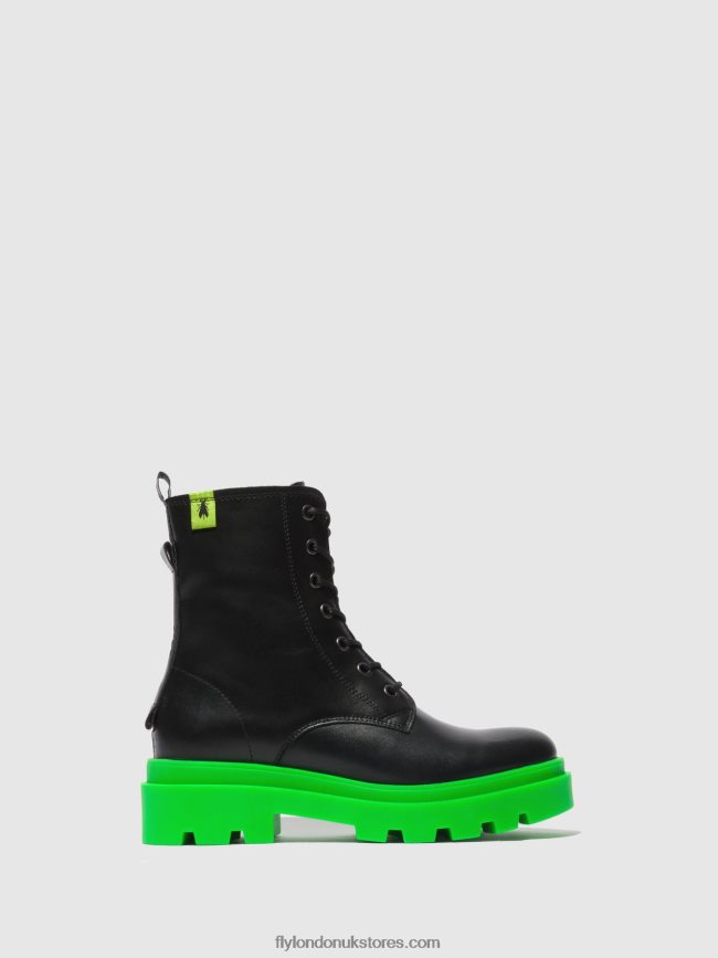 Lace-up Ankle Boots JACY881 Women Fly London 4V24RT162 NAUSICA BLACK (GREEN SOLE)