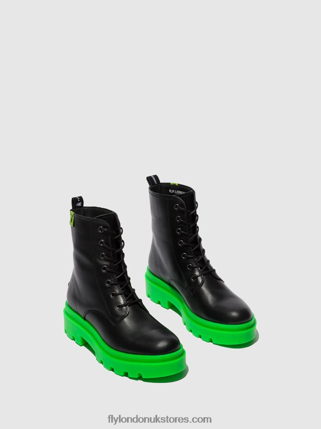Lace-up Ankle Boots JACY881 Women Fly London 4V24RT162 NAUSICA BLACK (GREEN SOLE)