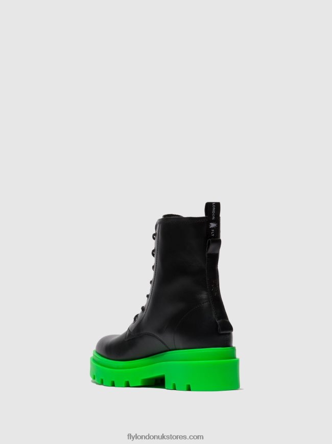 Lace-up Ankle Boots JACY881 Women Fly London 4V24RT162 NAUSICA BLACK (GREEN SOLE)