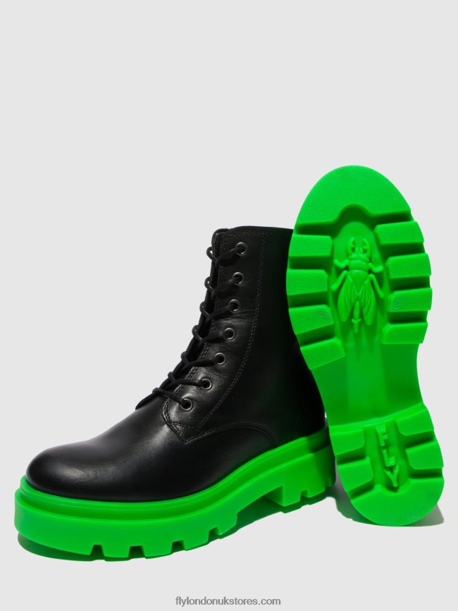 Lace-up Ankle Boots JACY881 Women Fly London 4V24RT162 NAUSICA BLACK (GREEN SOLE)