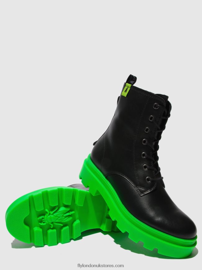Lace-up Ankle Boots JACY881 Women Fly London 4V24RT162 NAUSICA BLACK (GREEN SOLE)