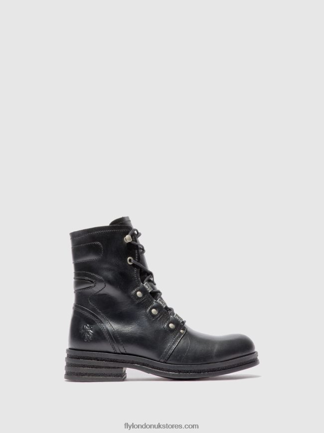 Lace-up Ankle Boots KNOT792 Women Fly London 4V24RT197 RUG BLACK