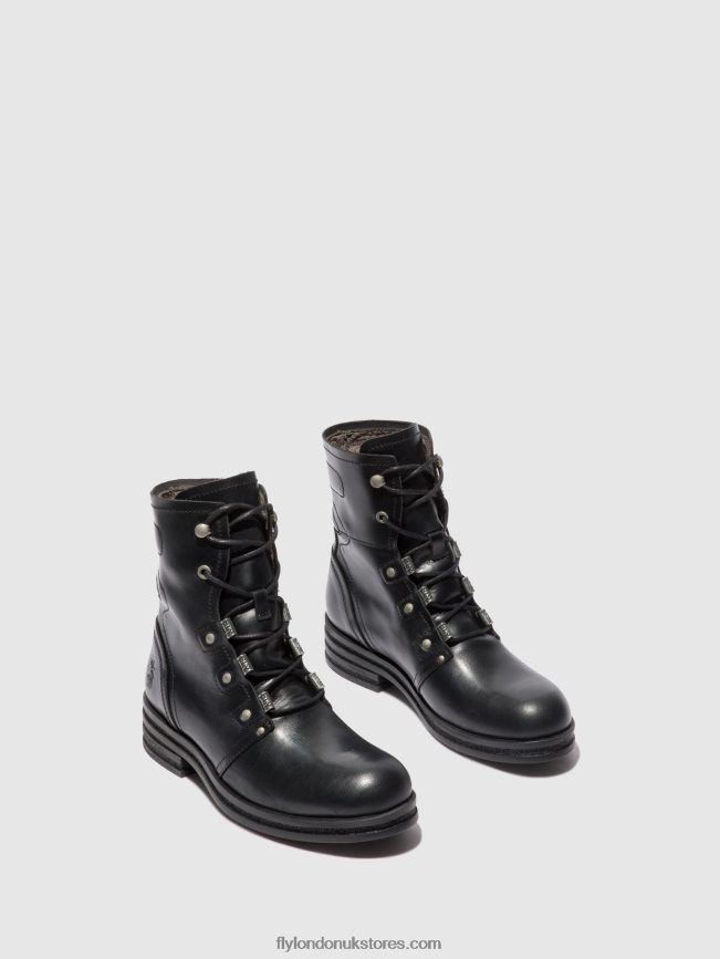 Lace-up Ankle Boots KNOT792 Women Fly London 4V24RT197 RUG BLACK