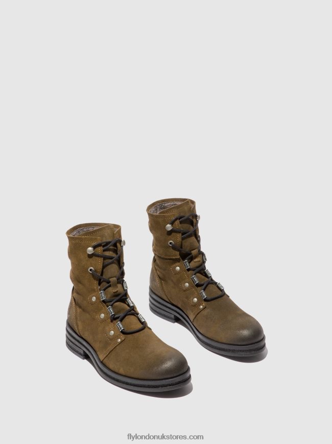Lace-up Ankle Boots KNOT792 Women Fly London 4V24RT202 OILSUEDE SLUDGE