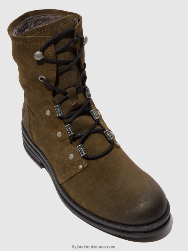 Lace-up Ankle Boots KNOT792 Women Fly London 4V24RT202 OILSUEDE SLUDGE