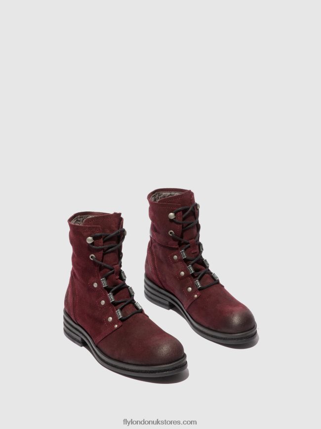 Lace-up Ankle Boots KNOT792 Women Fly London 4V24RT203 OILSUEDE WINE