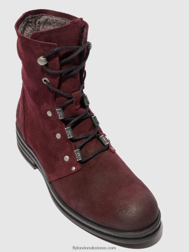 Lace-up Ankle Boots KNOT792 Women Fly London 4V24RT203 OILSUEDE WINE